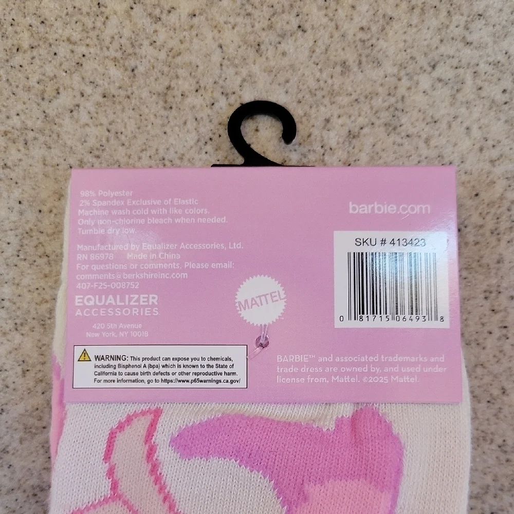 Barbie Pink and White Western Cowboy Crew Socks